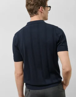 Polo abierto tricotado estructura marino