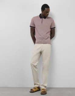 Polo jacquard geométrico rojo, marino y blanco