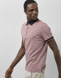 Polo jacquard geométrico rojo, marino y blanco