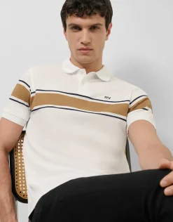 Polo mercerizado blanco con raya pecho