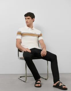 Polo mercerizado blanco con raya pecho