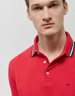 Polo piqué rojo manga corta