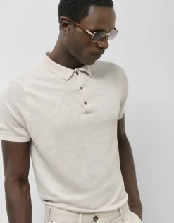 Polo tricotado lino beige