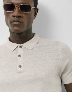 Polo tricotado lino beige