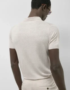 Polo tricotado lino beige