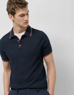 Polo tricotado marino estructura rayas