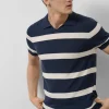 Polo tricotado rayas marino y blanco