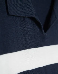 Polo tricotado rayas marino y blanco