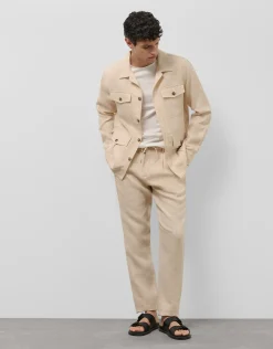 Sahariana cuatro bolsillos lino beige