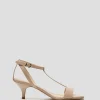 Sandalia abierta con tiras en piel beige