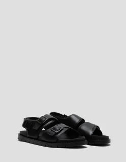Sandalia masculina tiras piel color negro