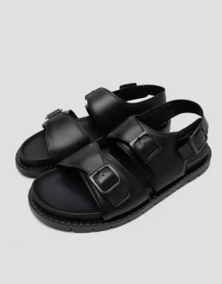 Sandalia masculina tiras piel color negro