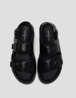 Sandalia masculina tiras piel color negro