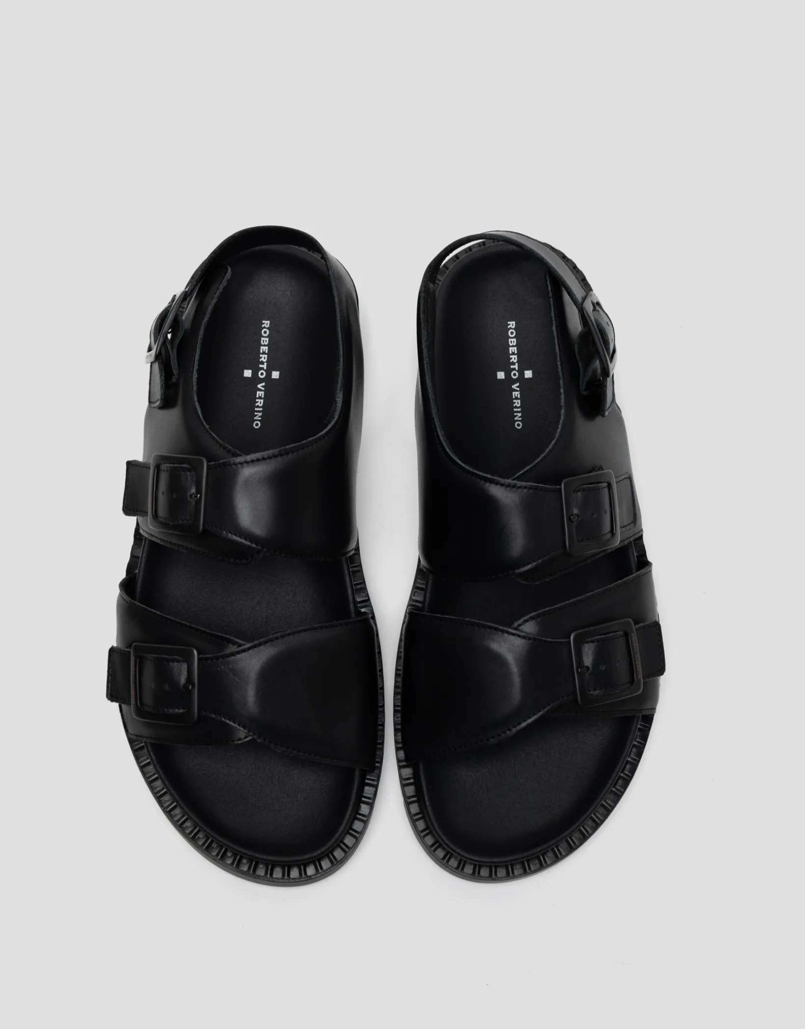 Sandalia masculina tiras piel color negro