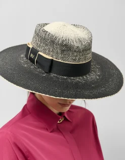 Sombrero ala ancha negro cinta bicolor