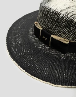 Sombrero ala ancha negro cinta bicolor