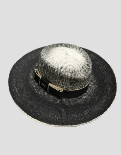 Sombrero ala ancha negro cinta bicolor