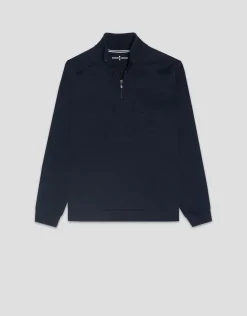 Sudadera media cremallera marina con logo