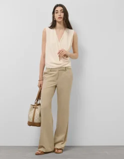 Top cruzado tejido fluido beige