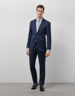 Traje half canvas regular fit microestructura azul marino