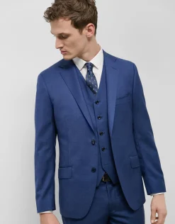 Traje half canvas regular fit falso liso azul medio