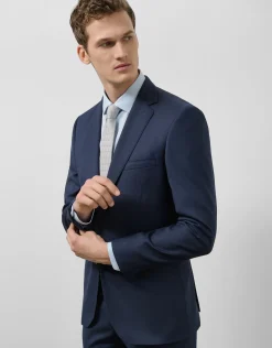 Traje half canvas regular fit microestructura azul marino