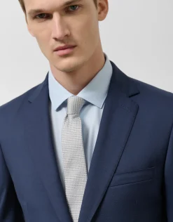 Traje half canvas regular fit microestructura azul marino