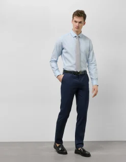 Traje half canvas regular fit microestructura azul marino