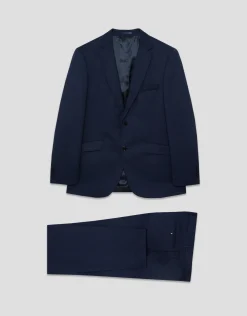 Traje half canvas regular fit microestructura azul marino