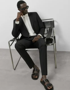 Traje half canvas slim fit liso negro