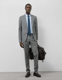 Traje half canvas slim fit falso liso gris oscuro