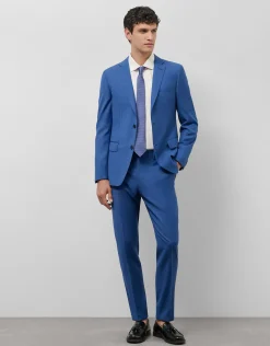 Traje half canvas slim fit microestructura azul