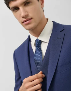 Traje half canvas slim fit falso liso azul tinta oscuro
