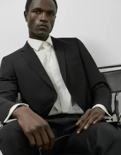 Traje half canvas slim fit liso negro