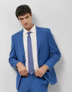 Traje half canvas slim fit microestructura azul