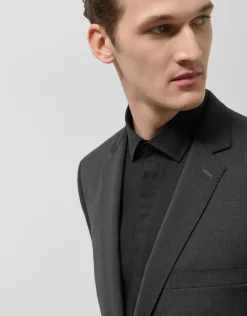Traje half canvas slim fit liso gris oscuro
