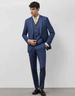 Traje half canvas slim fit falso liso azul