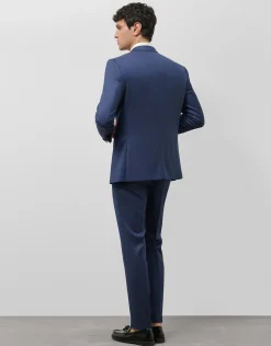 Traje half canvas slim fit falso liso azul