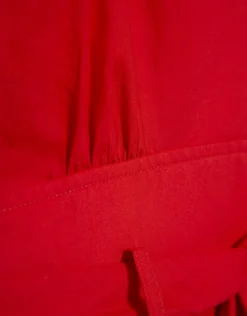 Vestido midi camisero algodón satinado rojo