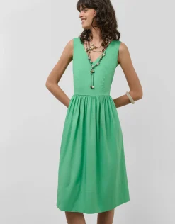 Vestido midi de sisas en algodón verde