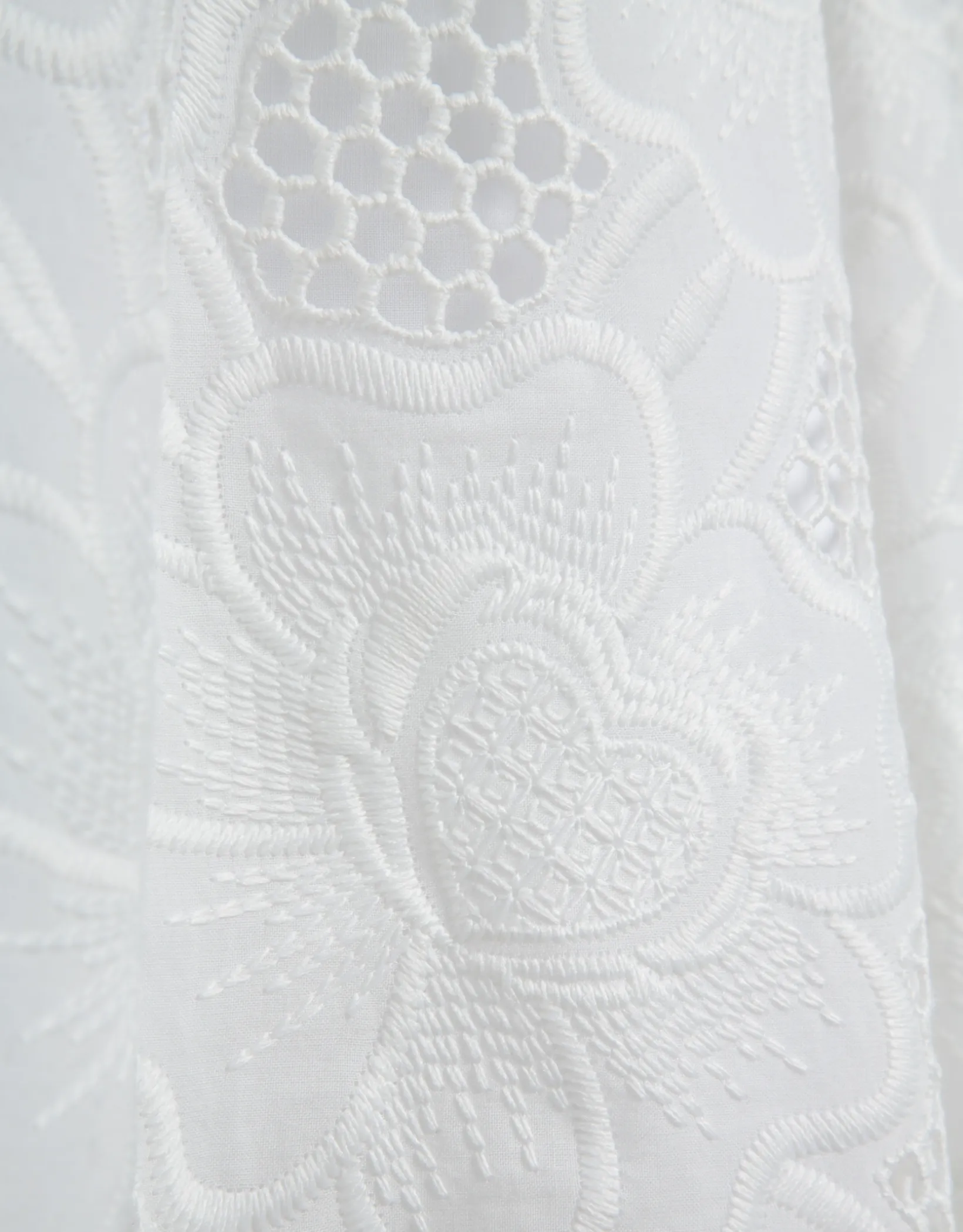 Vestido midi de sisas en guipur blanco