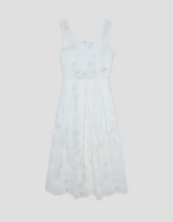 Vestido midi de sisas en guipur blanco