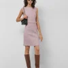 Vestido sin mangas recto tweed tonos rosa