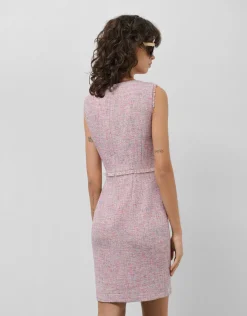 Vestido sin mangas recto tweed tonos rosa
