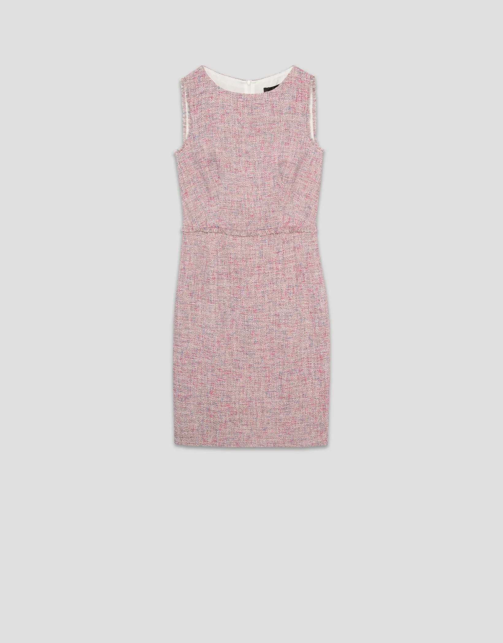 Vestido sin mangas recto tweed tonos rosa