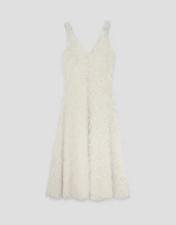 Vestido sisas en tejido fantasía blanco y plata