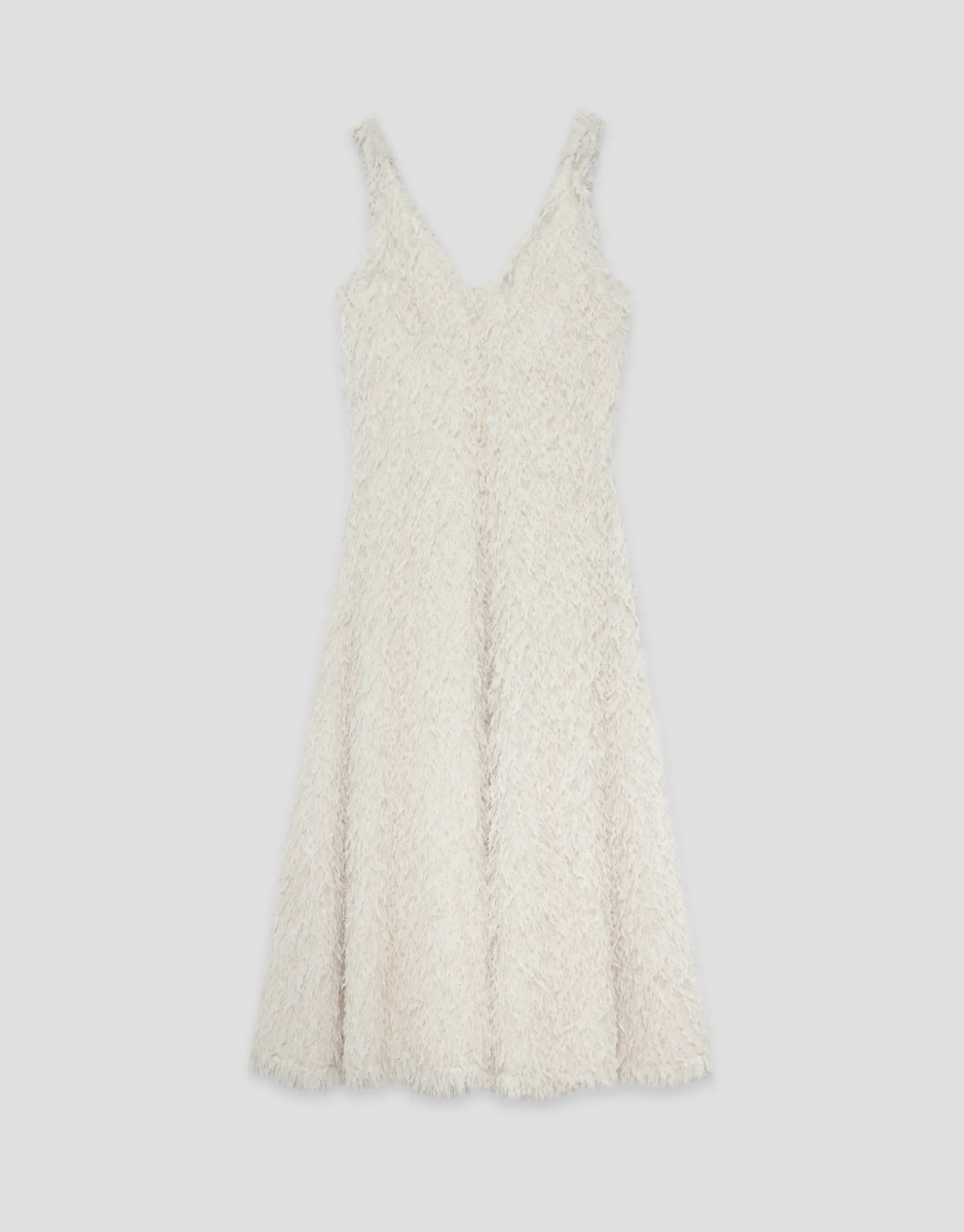 Vestido sisas en tejido fantasía blanco y plata