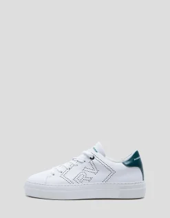 Zapatillas deportivas logo perforado piel blanca