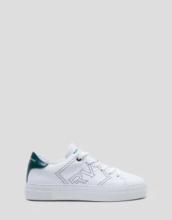 Zapatillas deportivas logo perforado piel blanca