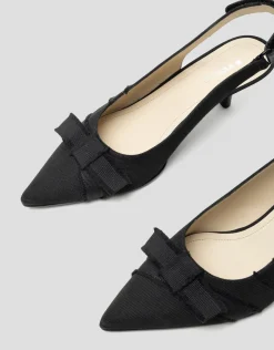 Zapato salón destalonado tejido desflecado negro